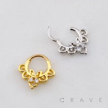 BUTTERFLY FILIGREE MOTIF BEAD 316L SURGICAL STEEL SEPTUM HINGED SEGMENT RING